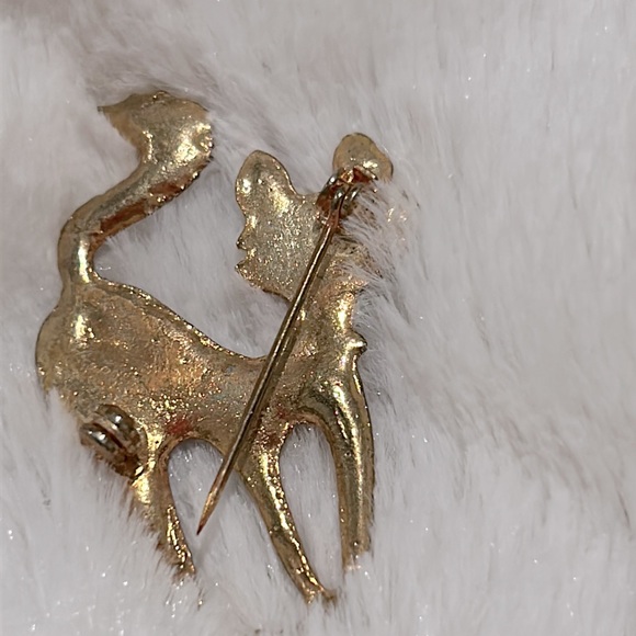 VINTAGE NEW FOX BROOCH  W RHINESTONE TAIL AND COLLAR NEW - Picture 11 of 11